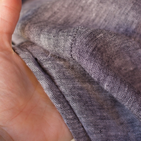 Flax 100% Linen Charcoal Grey Short Sleeve Button Down Blouse - Picture 8 of 14